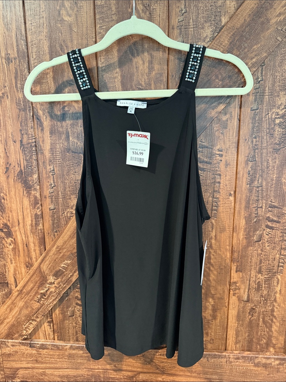 Annalee + Hope Black Tank Top with Beaded Straps